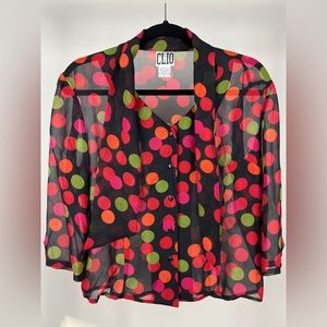 Clio Silk Polka Dot Blouse Woman’s Size 8